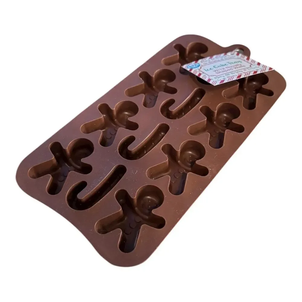 Ice Cube Tray Silicone Candy canes & Gingerbread Men NEW